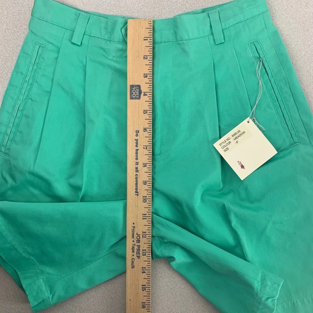Elandale‎ Pleated Shorts Women 6 Meadow Green Vintage High Waist Cotton 6000-25